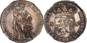 NETHERLANDS. Holland. 10 Stuivers (1/2 Gulden), 1749. Dordrecht Mint. NGC MS-65.
KM-95.

1749年荷蘭1/2古爾登。

Estimate: $300.00 - $500.00...