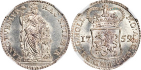 NETHERLANDS. Holland. 1/4 Gulden (5 Stuivers), 1759. Dordrecht Mint. NGC MS-63.
KM-100.

1759年荷蘭1/4古爾登。

Estimate: $100.00 - $200.00...