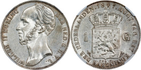 NETHERLANDS. Gulden, 1847. Utrecht Mint. William II. NGC AU-58.
KM-66; Schulman-525.
From the BKingdom Collection.

1847年荷蘭1古爾登。烏得勒支鑄幣廠。

Estima...