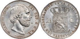NETHERLANDS. 2-1/2 Gulden, 1858. Utrecht Mint. William III. NGC MS-62.
Dav-236; KM-82.
From the BKingdom Collection.

1858年荷蘭2-1/2盾。

Estimate: ...