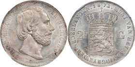 NETHERLANDS. 2-1/2 Gulden, 1872. Utrecht Mint. William III. NGC MS-62.
Dav-236; KM-82.
From the BKingdom Collection.

1872年荷蘭2-1/2盾。

Estimate: ...