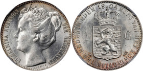 NETHERLANDS. Gulden, 1904. Utrecht Mint. Wilhelmina I. NGC AU-58.
KM-122.2.
From the BKingdom Collection.

1904年荷蘭1盾。

Estimate: $60.00 - $100.0...