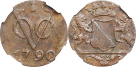 NETHERLANDS EAST INDIES. Utrecht. Duit, "1790" (ca. 1827-35). Utrecht Mint. NGC AU-55.
KM-111.1. Small Mintmark, struck circa 1827-35.

1827-35年荷屬東...