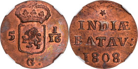 NETHERLANDS EAST INDIES. Napoleonic Era. Duit, 1808. Enkhuizen Mint. NGC MS-64+ Red Brown.
KM-76. Holland Arms (star).

1808年荷屬東印度1杜伊特。
荷蘭徽章。（星)
...