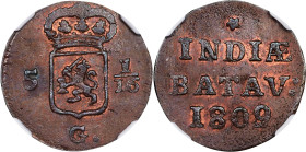 NETHERLANDS EAST INDIES. Napoleonic Era. Duit, 1809/8. Enkhuizen Mint. NGC MS-64 Brown.
KM-76. Holland Arms (star). 

1809/8年荷屬東印度1/2杜伊特。
荷蘭徽章。（星)...