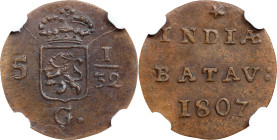 NETHERLANDS EAST INDIES. Napoleonic Era. 1/2 Duit, 1807. Enkhuizen Mint. NGC AU Details--Environmental Damage.
KM-75. Variety with Holland arms.

1...