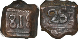NETHERLANDS EAST INDIES. Dutch Java. 2 Stuivers Bonk Bar, 1818. Surabaya Mint. NGC EF-45.
KM-236.

1818年荷屬東印度爪哇2斯圖弗斯‧邦克。

Estimate: $150.00 - $30...