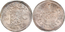 NETHERLANDS EAST INDIES. 1/10 Gulden, 1919. Utrecht Mint. Wilhelmina I. PCGS MS-65.
KM-311.

1919年荷蘭東印度1/10古爾登。烏得勒支鑄幣廠。

Estimate: $100.00 - $150...