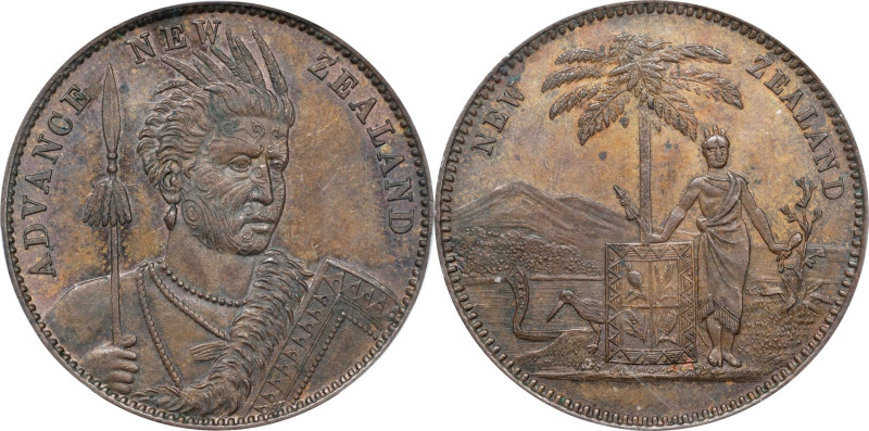 NEW ZEALAND. Christchurch. Copper Penny Token, ND (1857). PCGS MS-62 Brown.
KM-...