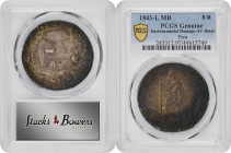 PERU. Duo of 8 Reales (2 Pieces), 1831 & 1843. Lima Mint. Both PCGS Certified.
1) 1831-L MM. PCGS Genuine--Environmental Damage, VF Details. KM-142.3...