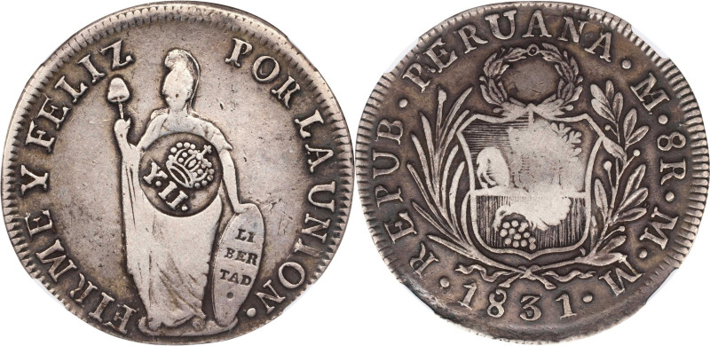 PHILIPPINES. Philippines - Peru. 8 Reales, ND (1834-37). Manila Mint. Isabel II....