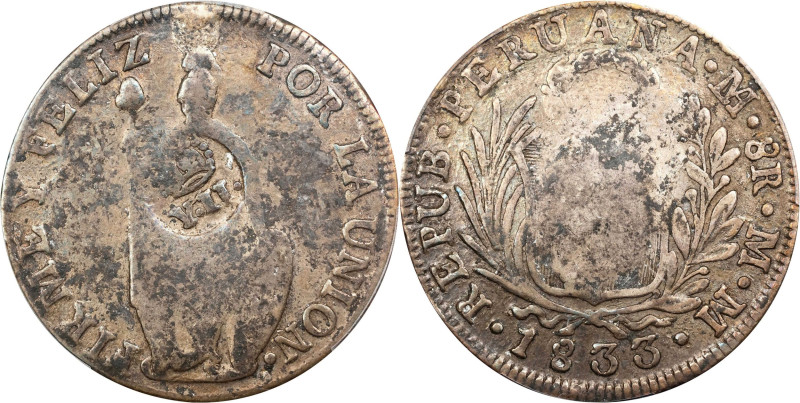 PHILIPPINES. Philippines - Peru. 8 Reales, ND (1834-37). Manila Mint. Isabel II....