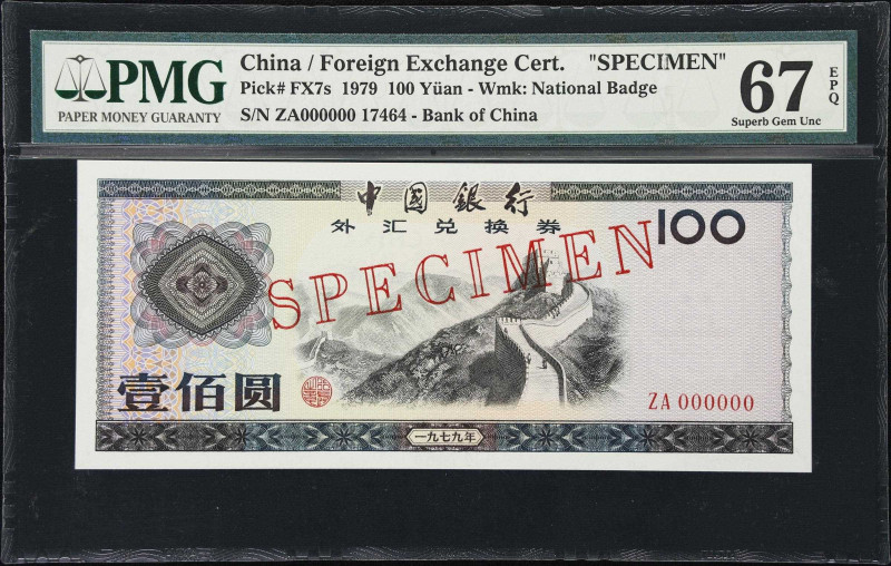 CHINA--PEOPLE'S REPUBLIC. Bank of China. 100 Yuan, 1979. P-FX7s. Specimen. PMG S...