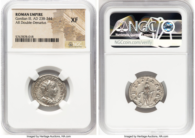 ANCIENT LOTS. Roman Imperial. Gordian III (AD 238-244). Lot of four (4) AR anton...