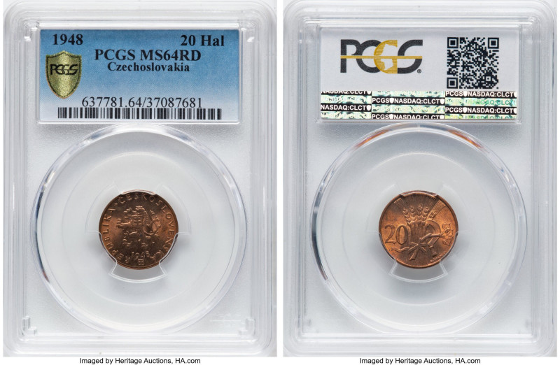 Republic 4-Piece Lot of Certified Multiple Haleru PCGS 1) 20 Haleru 1948 - MS64 ...