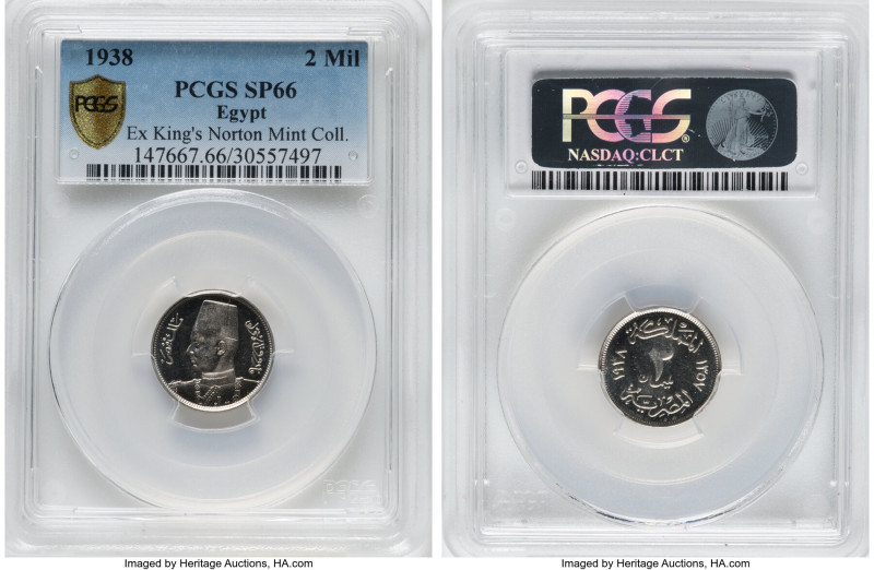 Farouk Specimen 2 Milliemes AH 1357 (1938) SP66 PCGS, British Royal mint, KM359....