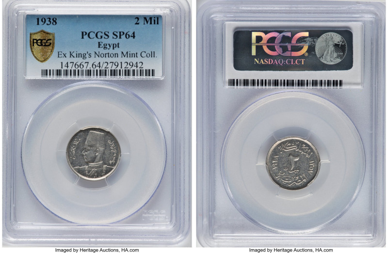 Farouk Specimen 2 Milliemes AH 1357 (1938) SP64 PCGS, British Royal mint, KM359....