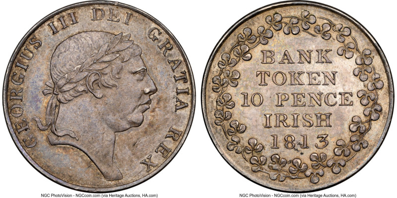 George III Bank Token of 10 Pence 1813 MS62 NGC, KM-Tn5, S-6618. Bank of Ireland...