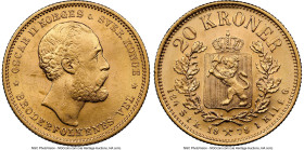 Oscar II gold 20 Kroner 1878 MS64 NGC, Kongsberg mint, KM355. A popular type featuring fully embossed devices and a gentle dispersal of grade-limiting...