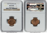 British Mandate Mil 1927 MS65 Red NGC, Royal mint London, KM1. First year of type. From the Arabisc Collection HID09801242017 © 2024 Heritage Auctions...