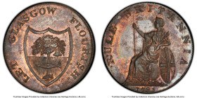 Pair of Certified copper 1/2 Penny Token Issues, 1) Lanarkshire. Glasgow 1/2 Penny Token 1795 - MS63 Brown PCGS, D&H-6a 2) Angusshire. Dundee 1/2 Penn...