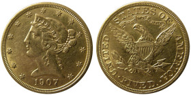 UNITED STATES; 1907. Gold Five (5) Dollar.