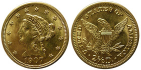 UNITED STATES; 1907. Gold 2 1/2 Dollar.