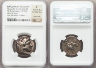 MACEDONIAN KINGDOM. Alexander III the Great (336-323 BC). AR tetradrachm (23mm, 16.99 gm, 2h). NGC Fine 5/5 - 3/5, test marks. Lifetime issue of 'Baby...