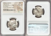 ATTICA. Athens. Ca. 440-404 BC. AR tetradrachm (23mm, 17.22 gm, 4h). NGC MS 4/5 - 4/5, die shift. Mid-mass coinage issue. Head of Athena right, wearin...