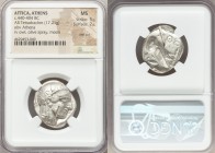 ATTICA. Athens. Ca. 440-404 BC. AR tetradrachm (23mm, 17.21 gm, 4h). NGC MS 5/5 - 2/5, test cut. Mid-mass coinage issue. Head of Athena right, wearing...