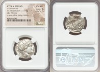 ATTICA. Athens. Ca. 440-404 BC. AR tetradrachm (24mm, 17.19 gm, 6h). NGC Choice AU 4/5 - 5/5. Mid-mass coinage issue. Head of Athena right, wearing cr...