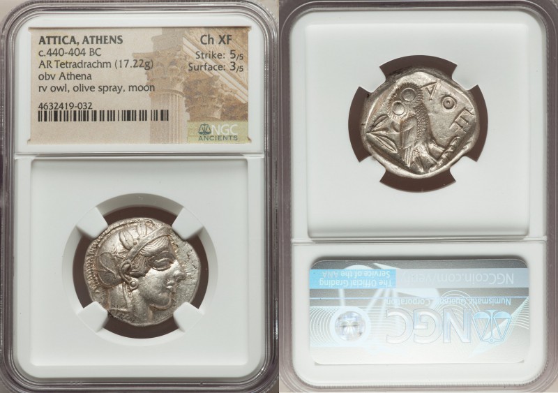 ATTICA. Athens. Ca. 440-404 BC. AR tetradrachm (25mm, 17.22 gm, 4h). NGC Choice ...