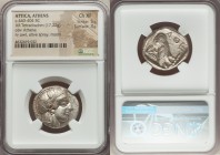 ATTICA. Athens. Ca. 440-404 BC. AR tetradrachm (25mm, 17.22 gm, 4h). NGC Choice XF 5/5 - 3/5. Mid-mass coinage issue. Head of Athena right, wearing cr...