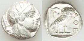 ATTICA. Athens. Ca. 440-404 BC. AR tetradrachm (23mm, 17.19 gm, 12h). XF, scratch. Mid-mass coinage issue. Head of Athena right, wearing crested Attic...