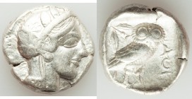 ATTICA. Athens. Ca. 440-404 BC. AR tetradrachm (25mm, 17.16 gm, 4h). VF, marks. Mid-mass coinage issue. Head of Athena right, wearing crested Attic he...