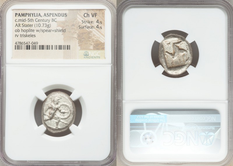 PAMPHYLIA. Aspendus. Ca. mid-5th century BC. AR stater (18mm, 10.73 gm). NGC Cho...
