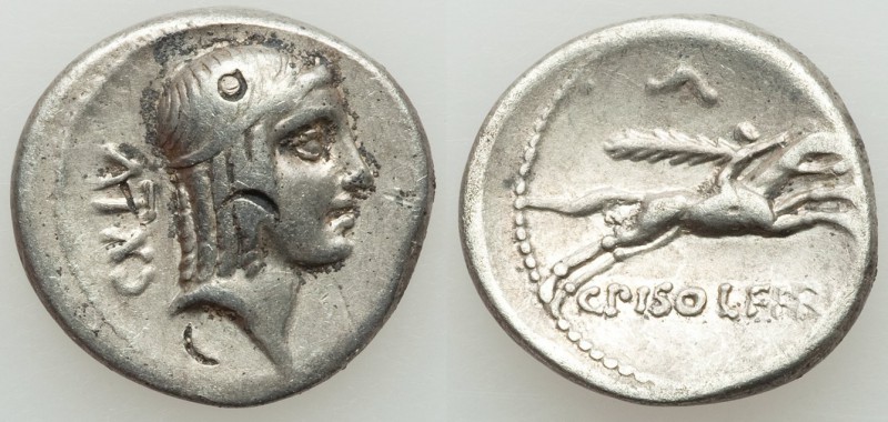 C. Calpurnius Piso L.f. Frugi (67 or 61 BC). AR denarius (18mm, 3.57 gm, 6h). VF...