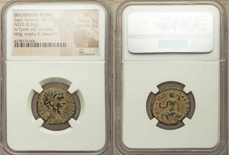 DECAPOLIS. Petra. Septimius Severus (AD 193-211). AE (22mm, 8.26 gm, 12h). NGC V...