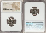 Hadrian (AD 117-138). AR denarius (17mm, 7h). NGC Fine. Rome, AD 134-138. HADRIANVS-AVG COS III P P, bare head of Hadrian right / GER-MANIA, Germania ...
