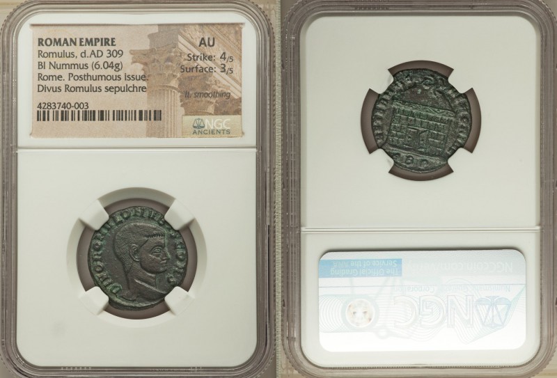 Divus Romulus (died AD 309). BI follis or nummus (21mm, 6.04 gm, 7h). NGC AU 4/5...