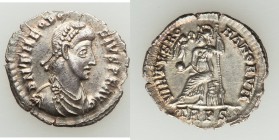 Theodosius I, Eastern Roman Empire (AD 379-395). AR siliqua (19mm, 1.92 gm, 5h). NGC (photo-certificate) Choice AU 4/5 - 4/5. Trier, 2nd officina, AD ...