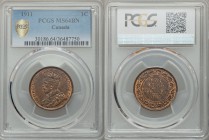 George V 3-Piece Lot Certified Assorted Cents, 1) Cent 1911 - MS64 Brown, PCGS, KM15 2) Cent 1913 - MS65 Red and Brown, PCGS KM21 3) Cent 1914 - MS63 ...