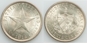 Republic "High Relief" 40 Centavos 1915 UNC, KM114.3. Lustrous with light toning. 

HID09801242017