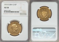 Republic gold 10 Pesos 1915 AU58 NGC, KM20. Two year type.

HID09801242017