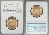 Republic gold 10 Pesos 1916 AU55 NGC, KM20. Two year type.

HID09801242017