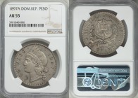 Republic Peso 1897-A AU55 NGC, Paris mint, KM16. 

HID09801242017
