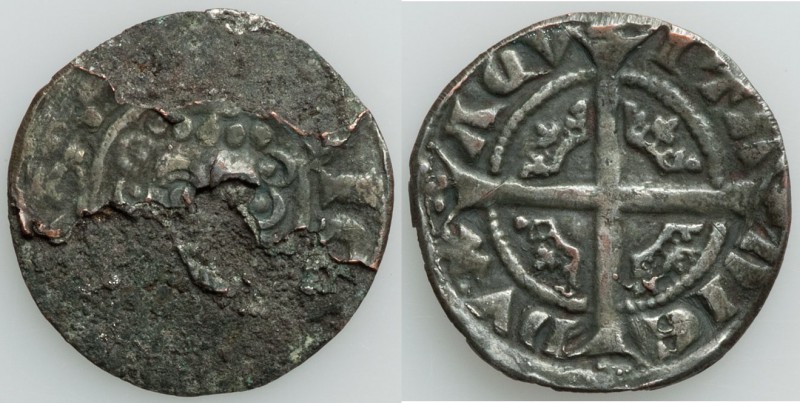 Aquitaine. Edward III (1327-1377) Mule Sterling ND About VF (heavy obverse corro...