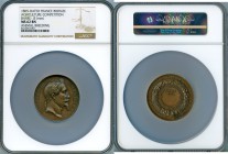 Napoleon III bronze Unissued Agricultural Award Medal 1865 MS62 Brown NGC, By Barre. His laureate bust right, NAPOLEON III EMPEREUR / ALENCON / 1865 i...