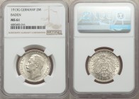 Baden. Friedrich II 2 Mark 1913-G MS61 NGC, Karlsruhe mint, KM283. From the Engelen Collection of World Coins

HID09801242017