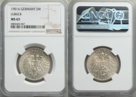 Lübeck. Free City 2 Mark 1901-A MS63 NGC, Berlin mint, KM210. One year type. From the Engelen Collection of World Coins

HID09801242017